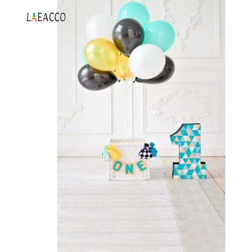 Laeacco Balloons Number 1st Birthday Interior Scene Baby Photography Backgrounds Custom Photographic Backdrops For Photo Studio