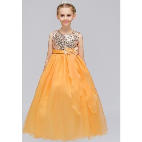 Fashion Sequins Long Dresses For Girls Wedding Party Dress Girls Art Photos Artist Program Evening Dresses Crianca Vestidos