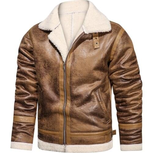 2021 Winter Men Faux Leather Jacket Fur Collar Male Casual Velvet Motorcycle Jackets Mens Solid Vintage PU Overcoat Outerwear