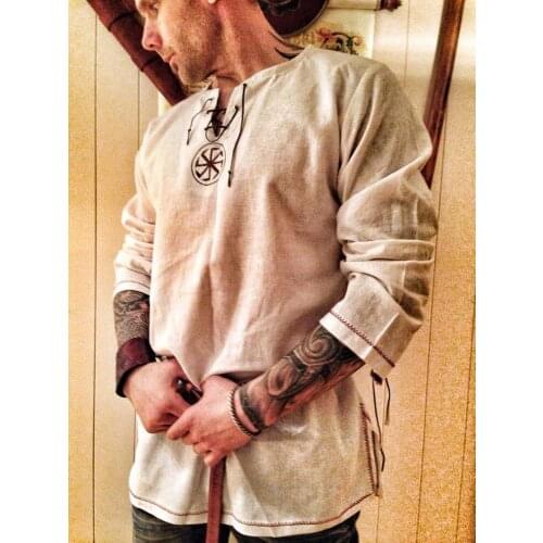 Halloween Adult Men Medieval Knight Warrior Costume Green Tunic Clothing Norman Chevalier Braid Viking Pirate Saxon Shirt