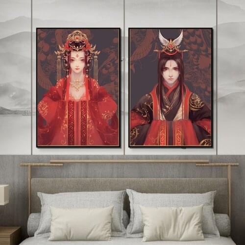 Paint by number art painting by numbers comics Chinese style net sword three red wedding dress hand-painted color oil painting