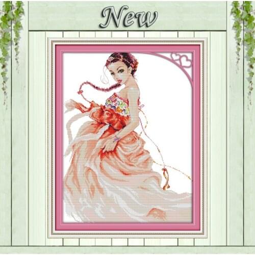 Beautiful girl A bride wedding painting counted printed on canvas DMC 11CT 14CT kits DIY Cross Stitch embroidery needlework Sets