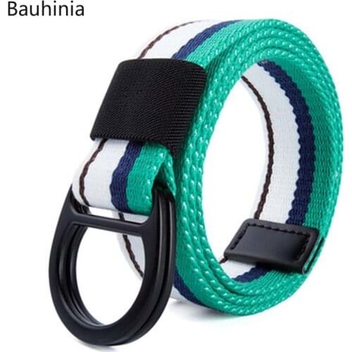 New Youth Trend Canvas Belt Men And Women Fashion Denim Double Buckle Plus High Quality Trousers Belt 115cm