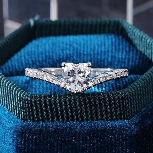 Simple New Heart-shaped Female Wedding Ring Fashion Ins Tide Index Finger Love Zircon Ring Girlfriend Gift Prom Jewelry