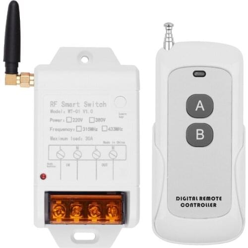 433MHZ AC 220V 380V 1CH 30A Relay Wireless Remote Control Switch Receiver + 500M Transmitter For Water Pump LED Light
