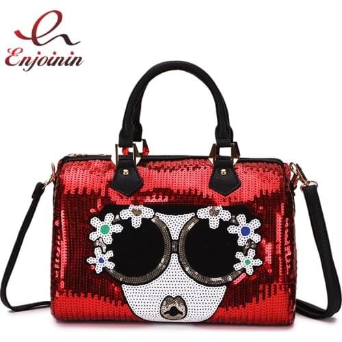 Luxury Fashion Sequins Sexy Character Boston Bag Shoulder Bag for Women 2021 Crossbody Bag Purses and Handbags Ladies Trend Bag