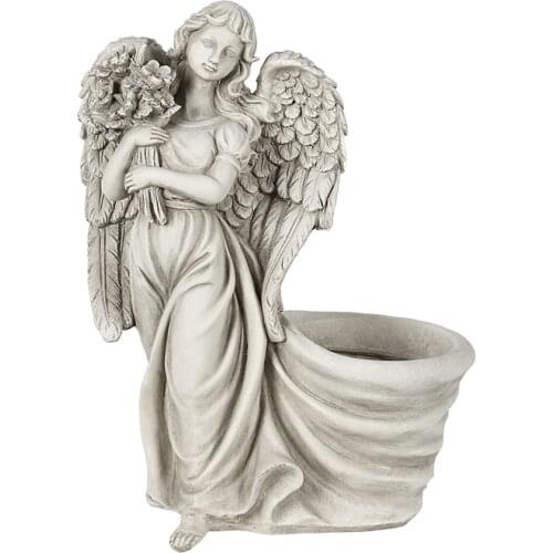 Garden Retro Resin Crafts Character Sculpture Flower Jar Garden Landscape Decoration Courtyard Villa Creative Angel Flower Pot