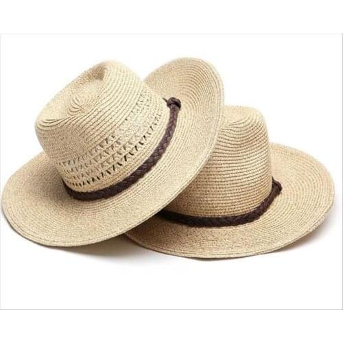 Top Quality Man Straw Hat Wide Brim Beach Foldable Cap Big Bone Men Plus Size Fedora Hat 58CM 60CM 62CM