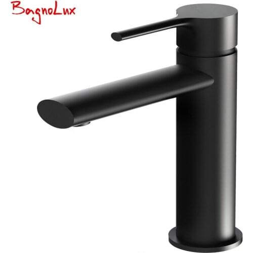 Vidric Wholesale Bathroom Faucet Black Solid Brass Bathroom Solid Basin Crane Cold and Hot Water Mixer Single Handle Hole Tap