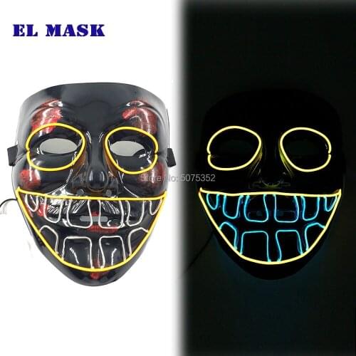 GZYUCHAO EL Sound Activated Light Up Scary Mask Cosplay EL Wire Mask Halloween DIY Glowing Party Led Mask