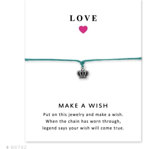 Unisex Girls Friendship Statement Engagement Wedding Bridesmaid Make a Wish Silver Crown Charm Bracelets for Women