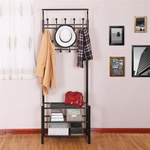 Modern Clothes Hanger Coat Rack Floor Hanger Storage Wardrobe Clothing Drying Racks Home Floor-standing Coat Hat Shoe Rack HWC