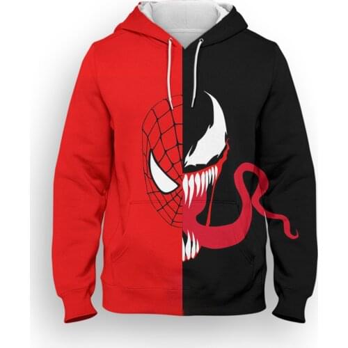2021 Spring Autumn Mens Oversize Hoodie Marvel Venom 3D Printed Women Sweatshirts Casual Harajuku Children Tracksuit
