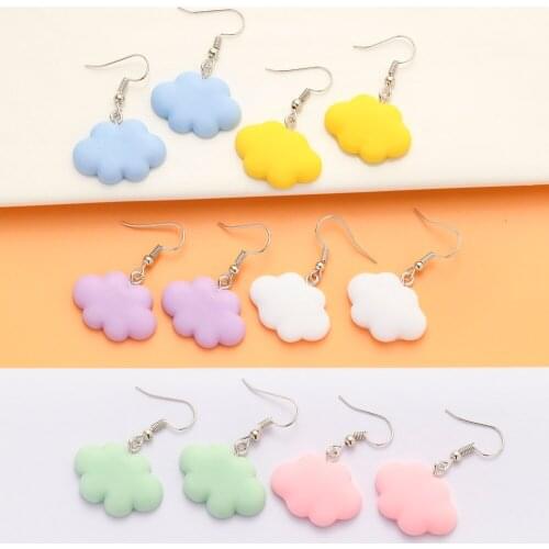 VG 6YM 2021 Cartoon Lovely White Cloud Girl Earrings Tide Creative Simple Personality Ear Hook Women Jewelry Young Girl Gifts