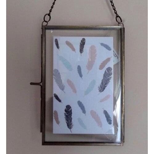 Vintage Antique Brass Glass Picture Photo Frame Hanging Portrait Party Supplies 6 X 8 Inch