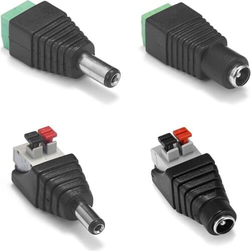 5/10pcs Female Male DC Plug Connectors 2.1*5.5mm No Screws Jack Power Adapter Connector For LED Strip CCTV Camera Solar Panel