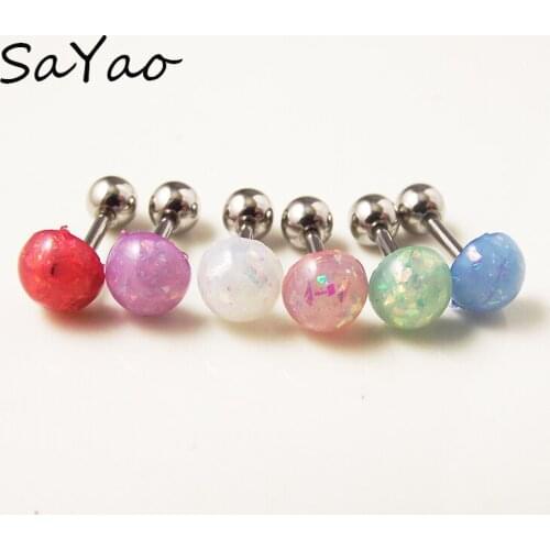 1 piece 16G 6mm Fashion Earring Nail Ear Bone Barbell Round Glitter Helix Ear Stud Love mushroo Tragus Ear Piercing Body Jewelry