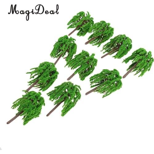 10Pcs/Pack Plastic 1/150 Green Model Trees Train Railroad Diorama Wargame Park Scenery N Scale 63mm
