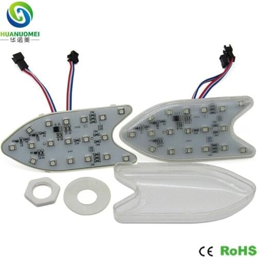 24v fish shape pixels ucs1903 18leds smd 5050 rgb led module led pixel light 130mm modules lightbox amusement park ride lights