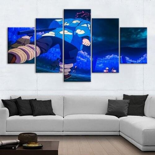Canvas Paintings Anime Scene Home Decor 5 Set Modular Pictures Printed Demon Slayer Kimetsu No Yaiba Poster For Bedroom Wall Art