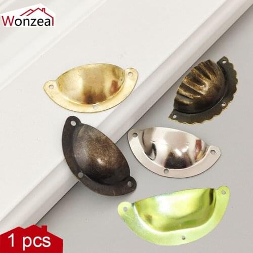 Antique Brass Shell Cabinet Silver Handle Shell Pull Kitchen Cupboard Door Drawer Furniture Handle Knob