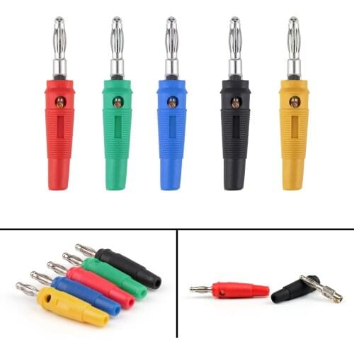 Artudatech 50 Pcs 5 Color Nickel Plated Banana Plug For Probes Binding Post Kit Jack Parts