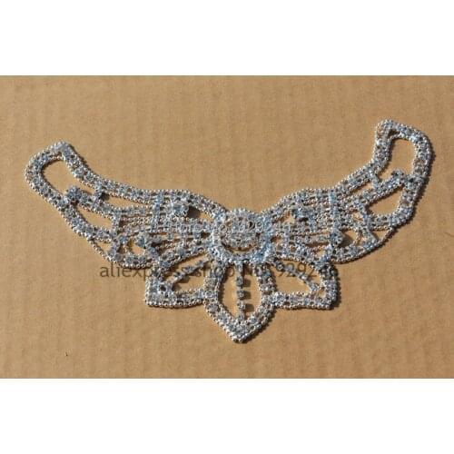 Free shipping 1pc/lot fashion clear crystal rhinestone trims bridal wedding dress stage costume garment collar sewing accessory