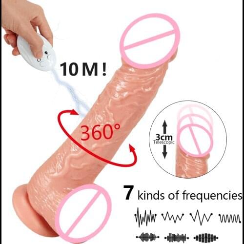 Wireless Telescopic Heating Big Dildo Vibrator Large Realistic Penis Suction Cup Dick Swing Dildo Vibrating Sex Toys For Women