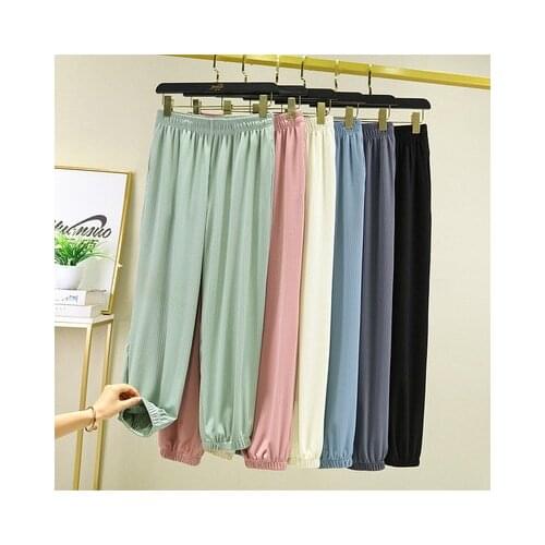 Womens Summer High Elastic Waist Self-cultivation Beam Pants Spring Thin Loose Sports Pants Autumn Jogging Pants Trousers