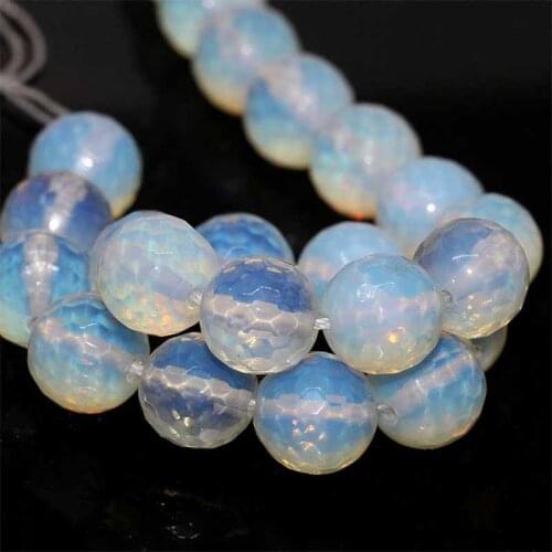 1 Strand Pretty White Opal Beads Faceted Natural Crystal Loose Bead Findings For Jewelry Making 4 6 8 10 12mm Choose Size Beads