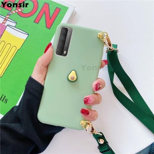 Lanyard Cute Fruit Crossbody Case For Huawei P Smart Plus Z S 2021 2020 2019 P20 P30 P40 Lite E Pro Soft TPU Neck Strap Cover