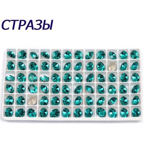 CTPA3bI Blue Zircon Crystal Glass Beads Pointback Sewn Rhinestones With Claw For DIY Crafts Accessories Clothes Decoration