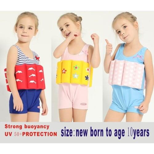 Beverly kids girl floating swimsuit junior life vest UV protections swimwear baby infant buoyancy suit life vest free shipping