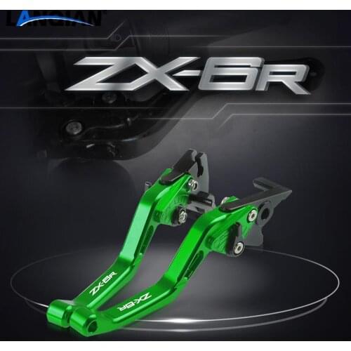 For Kawasaki ZX 636 ZX 6R Motorcycle Short Aluminum Adjustable Brake Clutch Levers ZX636 2000-2004 ZX6R 2000-2016 Accessories