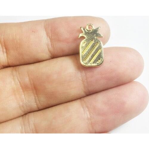Eruifa 20pcs 8*15mm Shiny Pineapple Zinc alloy Charms Pendant Jewelry DIY Handmade Necklae 2 Colors