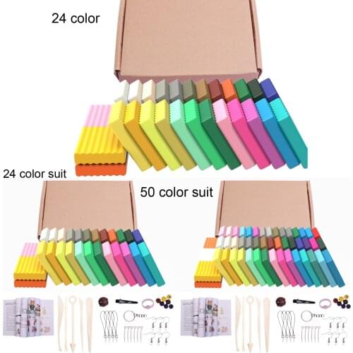 24/50 Color Air Dry Light Clay Toys Creative DIY Soft Plasticine Toy Polymer Clay Birthday Gifts for Kids Children Educational