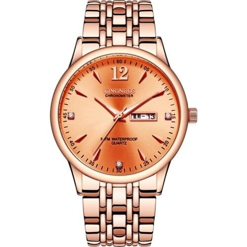 K 189 Simple Fashion Small Fresh Casual Quartz Couple Watch Steel Belt Double Calendar Men Watch Luminous Waterproof Trend Watch