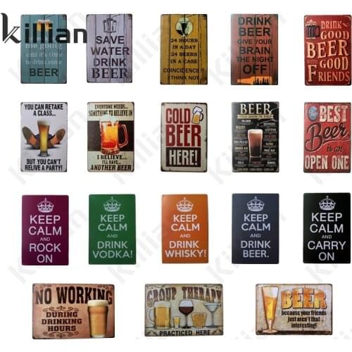 Keep Calm Drinking Picture Metal Poster Retro Bar Picture Metal Plate Modern Bedroom Living Room Shop Wall Metal Plaque Decor