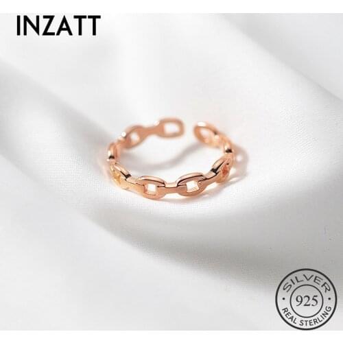INZATT Genuine 925 Sterling Silver Chain Adjustable Ring For Fashion Women Party Punk Fine Jewelry 18K Rose Gold Accessories