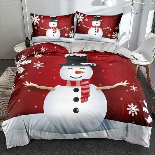 3D Red Duvet/Quilt Cover Sets Bedding Sets Quilt Covers Pillowslips Full Twin Single Double Size Happy Snowman Bedding Sets