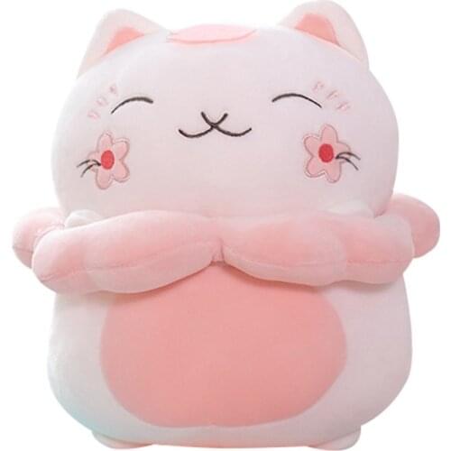12-35cm kawaii Cherry Blossoms Cat Plush Toy Stuffed Soft Anime Lovely Cat Coin Purse For Children Girls Birthday Christmas Gift