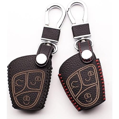 Leather Key Case Cover fbo Remote For Mercedes Benz C And S ML CLK SLK CLS Class Protective Key Holder Key Chain protect shell