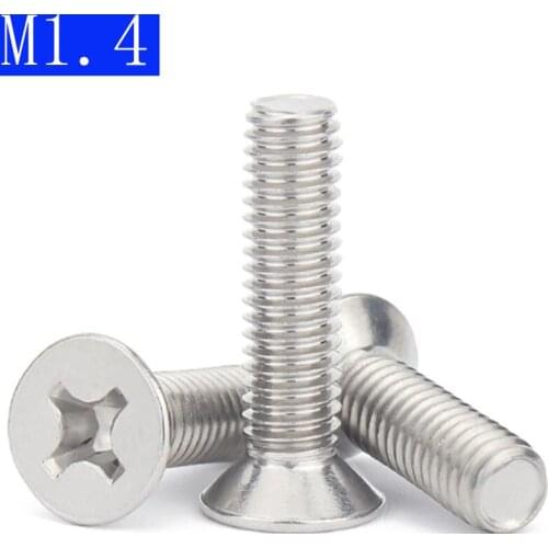 M1.4 - 0.3 304 Stainless Steel Phillips FLAT HEAD Machine Screw DIN 965 Bolts ISO 7046