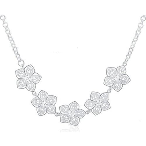 925 sterling silver fashion vintage exquisite bauhinia necklace five flowers clavicle chain ladies party gift jewelry