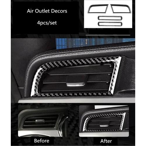 For Ford Mustang 2015-2021 Carbon Fiber Sticker Car Dashboard Air Outlet Interior Decoration Accessories