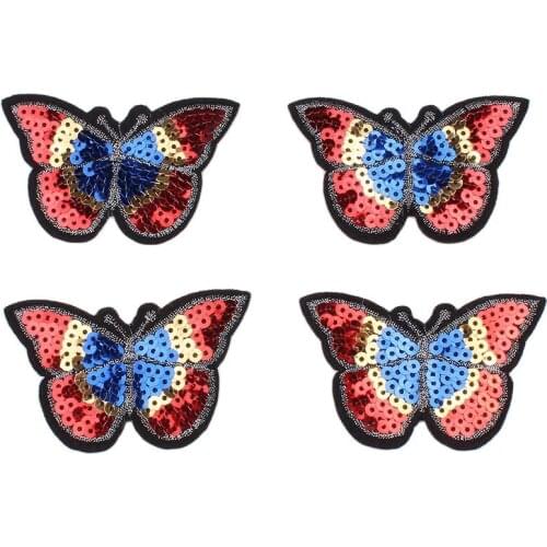 10pcs/lot Cartoon Butterfly Patch Iron On Sequined Animal Stickers Sewing Garments Appliques DIY Clothes Jeans Backpack Badge