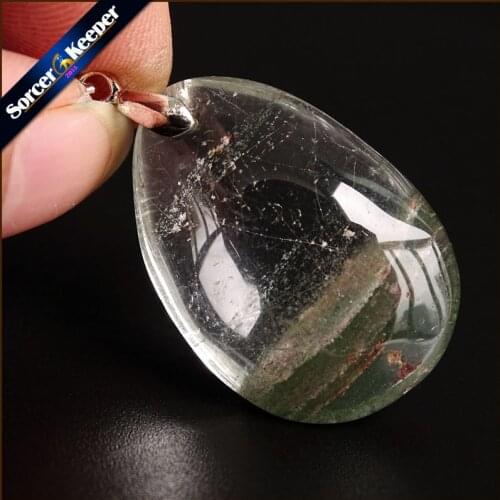 Real Natural Reiki Minerals Healing Green Phantom Quartz Crystal Necklace Pendant Birthday Party Gift for Jewelry Making OS210
