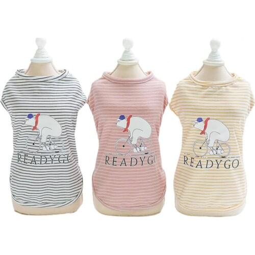 New Summer Pet Shirt Round Neck Sweat-wicking Sleeveless Cotton Soft Washable Dog Striped Daily Wear Vest Plus Size