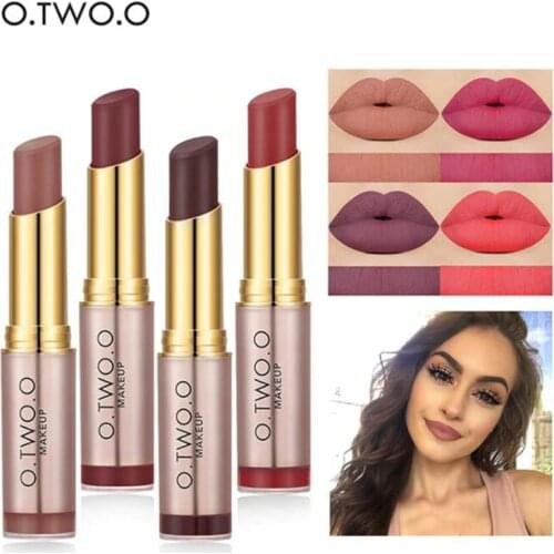 O.TWO.O 12 Colors Matte Lipstick Not Dry Waterproof Lip Stick Non Sticky Sexy Nude Pink Red Lip Tint Moist Lips Makeup Cosmetics