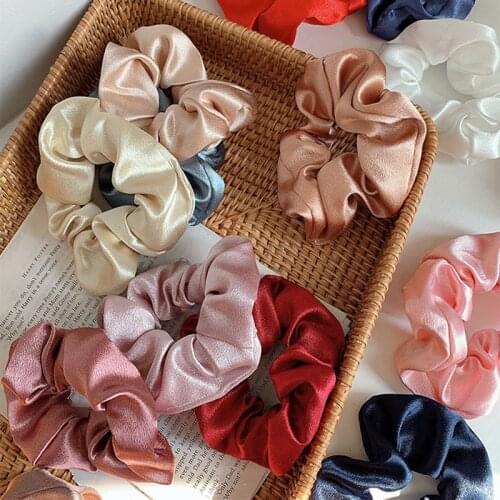 Solid Colors Satin Scrunchies Korean Ins French Girl Large Intestine Hair Tie Hair Rubber Band Hair Rope Hair Accessories